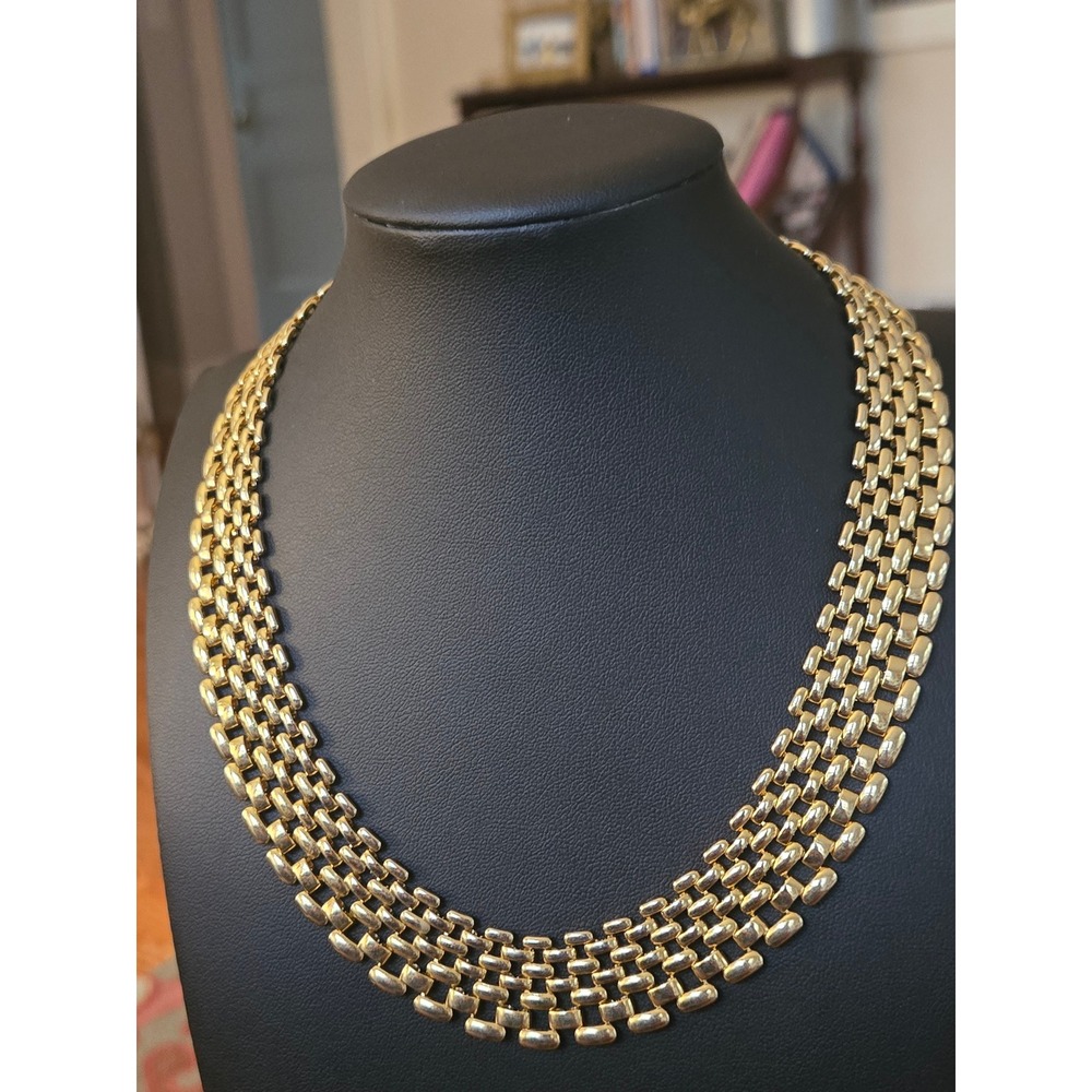 Unsigned Napier Panther Link Collar Necklace Vintage 1980s